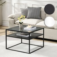 FineBuy Couchtisch Glas Metall 60x60x45 cm, Quadratischer Wohnzimmertisch Modern mit Ablage, Beistelltisch Sofatisch Glastisch Klein | Farbe: Weiß FineBuy Couchtisch Glas Metall 60x60x45 cm, Quadratischer Wohnzimmertisch Modern mit Ablage, Beistelltisch Sofatisch Glastisch Klein | Farbe: Weiß