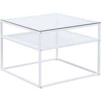 FineBuy Couchtisch Glas Metall 60x60x45 cm, Quadratischer Wohnzimmertisch Modern mit Ablage, Beistelltisch Sofatisch Glastisch Klein | Farbe: Weiß FineBuy Couchtisch Glas Metall 60x60x45 cm, Quadratischer Wohnzimmertisch Modern mit Ablage, Beistelltisch Sofatisch Glastisch Klein | Farbe: Weiß