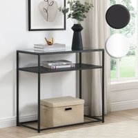 FineBuy Konsolentisch Glas Metall 80x40x77 cm Flurtisch Schmal, Ablagetisch Eingangsbereich mit Glasplatte & Metallgestell, Design Glastisch mit Ablage | Farbe: Schwarz FineBuy Konsolentisch Glas Metall 80x40x77 cm Flurtisch Schmal, Ablagetisch Eingangsbereich mit Glasplatte & Metallgestell, Design Glastisch mit Ablage | Farbe: Schwarz