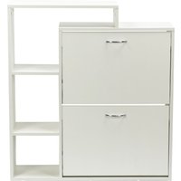 FineBuy Moderner Schuhkipper Holz 2 Fächer Weiß 12 Paar Schuhe, Schuhschrank 85 x 24 x 93 cm, Schuhkommode Flur mit Ablage Regal - Schuhregal | Farbe: Weiß FineBuy Moderner Schuhkipper Holz 2 Fächer Weiß 12 Paar Schuhe, Schuhschrank 85 x 24 x 93 cm, Schuhkommode Flur mit Ablage Regal - Schuhregal | Farbe: Weiß