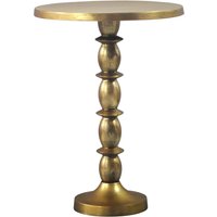 FineBuy Beistelltisch Gold 40cm Aluminium Tisch Rund - Anstelltisch Raw Finish - Design Wohnzimmertisch Dekotisch - Metalltisch Orientalisch Modern - Sofatisch Couchtisch Handmade