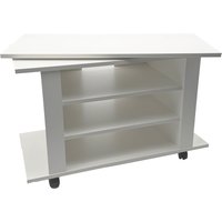 FineBuy TV Lowboard Weiß 78 cm – HiFi Bank mit drehbarer Oberplatte – Fernsehtisch auf Rollen – TV Möbel mit offenen Fächern – Medienboard Modern – Fernsehschrank | Farbe: Weiß FineBuy TV Lowboard Weiß 78 cm – HiFi Bank mit drehbarer Oberplatte – Fernsehtisch auf Rollen – TV Möbel mit offenen Fächern – Medienboard Modern – Fernsehschrank | Farbe: Weiß