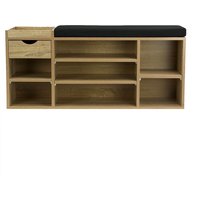 FineBuy Schuhbank Flur 100cm mit Sitzkissen – Sitzbank mit Schublade und verstellbaren Regalböden – Flurmöbel Schuhregal modern für den Eingangsbereich – Flurbank mit Stauraum | Farbe: Braun FineBuy Schuhbank Flur 100cm mit Sitzkissen – Sitzbank mit Schublade und verstellbaren Regalböden – Flurmöbel Schuhregal modern für den Eingangsbereich – Flurbank mit Stauraum | Farbe: Braun