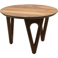 FineBuy Couchtisch Rund 60 cm Wohnzimmertisch Akazie Massivholz - Sofatisch Holz - Loungetisch Modern - Massiver Design Tisch - Beistelltisch Landhaus Handmade