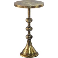 FineBuy Beistelltisch Aluminium 30cm Runder Anstelltisch Metall - Dekotisch Alu orientalisch - Wohnzimmertisch klein - Design Couchtisch Sofatisch Wohnzimmer Orient Handmade