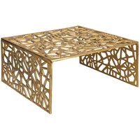 FineBuy Couchtisch Aluminium 60cm Quadratischer Sofatisch Metall - Wohnzimmertisch Alu modern mit Muster - Design Tisch niedrig - Loungetisch Beistelltisch Handmade