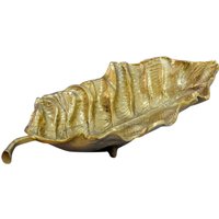 FineBuy Dekoschale Blatt Aluminium Schale 67cm - Design Tischdeko Metall Wohnzimmer - Alu Wohnaccessoire Modern - Metallschale Dekoration - Aluschale lang Handmade