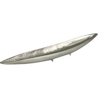 FineBuy Dekoschale Silber Aluminium Schale - Design Tischdeko Metall Wohnzimmer - Alu Wohnaccessoire Modern - Metallschale Dekoration - Aluschale lang schmal Handmade