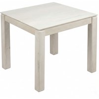FineBuy Esstisch Massivholz Mango 80x80 cm White Wash - Quadratischer Esszimmertisch Holz - Küchentisch modern für 4 Personen - Stabiler Holztisch - Tisch für Esszimmer Bistrotisch Handmade