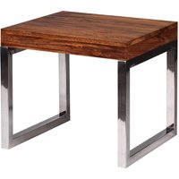 FineBuy Couchtisch quadratisch 46cm Sheesham Massivholz mit Chrom Gestell, Design Wohnzimmertisch, Sofatisch mit Metallrahmen, Holztisch Wohnzimmer, Beistelltisch Echtholz | Farbe: Braun FineBuy Couchtisch quadratisch 46cm Sheesham Massivholz mit Chrom Gestell, Design Wohnzimmertisch, Sofatisch mit Metallrahmen, Holztisch Wohnzimmer, Beistelltisch Echtholz | Farbe: Braun