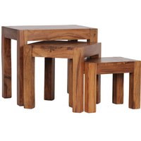 FineBuy 3er Set Satztisch Massivholz Sheesham Wohnzimmertisch Beistelltisch braun Naturholz Couchtisch Echtholz Anstelltisch | Farbe: Braun FineBuy 3er Set Satztisch Massivholz Sheesham Wohnzimmertisch Beistelltisch braun Naturholz Couchtisch Echtholz Anstelltisch | Farbe: Braun