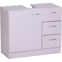 FineBuy Waschbecken-Unterschrank 54 x 63 x 30 cm weiß mit 1 Tür und 3 Schubladen, Unterstellschrank Bad mit Siphonausschnitt, Bad-Schrank klein Waschbecken