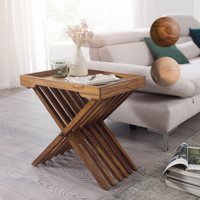 FineBuy Beistelltisch Massivholz Design Klapptisch Serviertablett und Tisch-Gestell klappbar Landhaus-Stil Couchtisch Echt-Holz Natur-Produkt | Farbe: Braun FineBuy Beistelltisch Massivholz Design Klapptisch Serviertablett und Tisch-Gestell klappbar Landhaus-Stil Couchtisch Echt-Holz Natur-Produkt | Farbe: Braun
