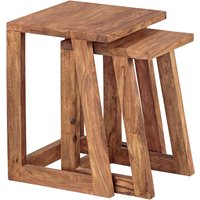 FineBuy 2er Set Beistelltisch Massivholz Design Wohnzimmer-Tisch eckig Nachttisch Satztisch Landhaus-Stil Naturprodukt | Farbe: Braun FineBuy 2er Set Beistelltisch Massivholz Design Wohnzimmer-Tisch eckig Nachttisch Satztisch Landhaus-Stil Naturprodukt | Farbe: Braun
