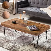 FineBuy Couchtisch Harlem Massivholz 115x40x60 cm Wohnzimmertisch, Design Sofatisch mit Metallbeine, Beistelltisch Rustikal, Tisch Landhaus Stil | Farbe: Braun FineBuy Couchtisch Harlem Massivholz 115x40x60 cm Wohnzimmertisch, Design Sofatisch mit Metallbeine, Beistelltisch Rustikal, Tisch Landhaus Stil | Farbe: Braun