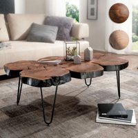 FineBuy Couchtisch HARLEM 115 x 70 x 40 cm Massiv Holz Baumstamm Tisch, Massiver Design Wohnzimmertisch aus Baumstamm Scheiben Massivholz, Metall Beine | Farbe: Braun FineBuy Couchtisch HARLEM 115 x 70 x 40 cm Massiv Holz Baumstamm Tisch, Massiver Design Wohnzimmertisch aus Baumstamm Scheiben Massivholz, Metall Beine | Farbe: Braun