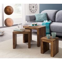FineBuy 3er Set Satztisch Massiv-Holz Wohnzimmer-Tisch Landhaus-Stil Beistelltisch dunkel-braun Naturholz Couchtisch Natur-Produkt Wohnzimmermöbel Unikat Massivholzmöbel Echtholz Anstelltisch | Farbe: Braun FineBuy 3er Set Satztisch Massiv-Holz Wohnzimmer-Tisch Landhaus-Stil Beistelltisch dunkel-braun Naturholz Couchtisch Natur-Produkt Wohnzimmermöbel Unikat Massivholzmöbel Echtholz Anstelltisch | Farbe: Braun