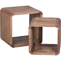 FineBuy 2er Set Satztisch Massivholz Design Couchtisch Akazie 2 Tische, Würfelregal-Set Braun, Wohnzimmertisch Massiv, Beistelltische Holz Landhaus Stil, Holztisch Wohnzimmer | | Farbe: Braun FineBuy 2er Set Satztisch Massivholz Design Couchtisch Akazie 2 Tische, Würfelregal-Set Braun, Wohnzimmertisch Massiv, Beistelltische Holz Landhaus Stil, Holztisch Wohnzimmer | | Farbe: Braun