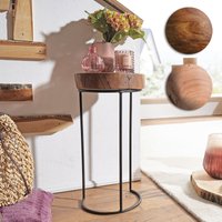 FineBuy Beistelltisch Massiv-Holz Wohnzimmer-Tisch Metallbeine Landhaus Baumstamm-Form Echt-Holz Natur Farbe wählbar | Farbe: Braun FineBuy Beistelltisch Massiv-Holz Wohnzimmer-Tisch Metallbeine Landhaus Baumstamm-Form Echt-Holz Natur Farbe wählbar | Farbe: Braun