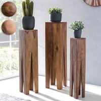 FineBuy Beistelltisch 3er Set Massivholz Satztisch Quadratisch Modern, Säulentisch Pflanzentisch 3-teilig, Blumenständer Blumentisch Wohnzimmer, Pflanzenhocker Blumenhocker Dekosäule | Farbe: Braun FineBuy Beistelltisch 3er Set Massivholz Satztisch Quadratisch Modern, Säulentisch Pflanzentisch 3-teilig, Blumenständer Blumentisch Wohnzimmer, Pflanzenhocker Blumenhocker Dekosäule | Farbe: Braun