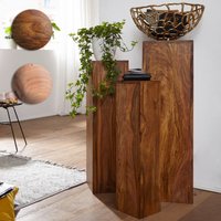 FineBuy Beistelltisch 3er Set Massivholz Satztisch Quadratisch Modern, Säulentisch Pflanzentisch 3-teilig, Blumenständer Blumentisch Wohnzimmer, Pflanzenhocker Blumenhocker Dekosäule | Farbe: Beige FineBuy Beistelltisch 3er Set Massivholz Satztisch Quadratisch Modern, Säulentisch Pflanzentisch 3-teilig, Blumenständer Blumentisch Wohnzimmer, Pflanzenhocker Blumenhocker Dekosäule | Farbe: Beige