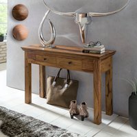 FineBuy Konsolentisch Massivholz Konsole mit 2 Schubladen Schreibtisch 110 x 40 cm Landhaus Sideboard | Farbe: Braun FineBuy Konsolentisch Massivholz Konsole mit 2 Schubladen Schreibtisch 110 x 40 cm Landhaus Sideboard | Farbe: Braun