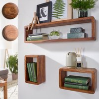 FineBuy Design Wandregal 3er Set Massiv Holzregale Landhausstil, Rustikales Wandregal-Set Holz, Hängeregal Viereckig Echtholz, Wand-Regale, Hängend Würfel, Regal Wandkästen Eckig | Farbe: Gelb FineBuy Design Wandregal 3er Set Massiv Holzregale Landhausstil, Rustikales Wandregal-Set Holz, Hängeregal Viereckig Echtholz, Wand-Regale, Hängend Würfel, Regal Wandkästen Eckig | Farbe: Gelb