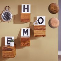 FineBuy 4er Set Wandregale Massivholz Holzregal Landhaus Hängeregal 25 cm und 20 cm Echtholz Wandboard | Farbe: Braun FineBuy 4er Set Wandregale Massivholz Holzregal Landhaus Hängeregal 25 cm und 20 cm Echtholz Wandboard | Farbe: Braun
