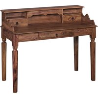 FineBuy Schreibtisch Massivholz Konsole, Sekretär 115 x 100 x 60 cm mit 3 Schubladen und Fächern, Konsolentisch Landhaus-Stil aus Natur-Holz modern, Arbeits-Tisch mit vielen Ablagemöglichkeiten | Farbe: Braun FineBuy Schreibtisch Massivholz Konsole, Sekretär 115 x 100 x 60 cm mit 3 Schubladen und Fächern, Konsolentisch Landhaus-Stil aus Natur-Holz modern, Arbeits-Tisch mit vielen Ablagemöglichkeiten | Farbe: Braun