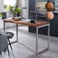 FineBuy Schreibtisch Massivholz Computertisch 120 x 60 cm Laptoptisch Landhaus Konsolentisch mit Metallbeinen Sheesham // Akazie | Farbe: Braun FineBuy Schreibtisch Massivholz Computertisch 120 x 60 cm Laptoptisch Landhaus Konsolentisch mit Metallbeinen Sheesham // Akazie | Farbe: Braun