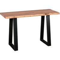 Massiver Konsolentisch GAYA 120 x 45 cm Akazie Massiv Holz Baumkante mit Metallbeinen, Schmaler Design Schreibtisch Baumstamm, MassivholzTisch Konsole | Farbe: Braun Massiver Konsolentisch GAYA 120 x 45 cm Akazie Massiv Holz Baumkante mit Metallbeinen, Schmaler Design Schreibtisch Baumstamm, MassivholzTisch Konsole | Farbe: Braun