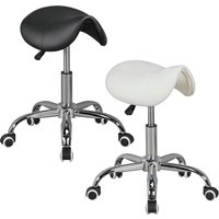 FineBuy MENTON – Sattel-Hocker, Arbeitshocker mit Kunstleder-Bezug, Sitzhocker ist höhenverstellbar, Design Drehhocker mit Rollen, Kosmetikhocker & Praxishocker mit Sattelsitz, Friseurhocker | Farbe: Weiß FineBuy MENTON – Sattel-Hocker, Arbeitshocker mit Kunstleder-Bezug, Sitzhocker ist höhenverstellbar, Design Drehhocker mit Rollen, Kosmetikhocker & Praxishocker mit Sattelsitz, Friseurhocker | Farbe: Weiß