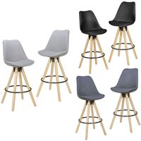 FineBuy 2er Set Barhocker Retro Design Stoff Holz mit Lehne, Design Barstuhl Retro Skandinavisch 2 Stück, Tresenhocker Sitzhöhe 77 cm | Farbe: Schwarz FineBuy 2er Set Barhocker Retro Design Stoff Holz mit Lehne, Design Barstuhl Retro Skandinavisch 2 Stück, Tresenhocker Sitzhöhe 77 cm | Farbe: Schwarz