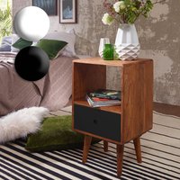 FineBuy Retro Nachtkonsole REPA Sheesham Holz Nachttisch mit Schublade 40 x 35 x 70 cm, Design Nachtkästchen Massiv für Boxspring, Großes Nachtschränkchen dunkelbraun Nako | Farbe: Schwarz FineBuy Retro Nachtkonsole REPA Sheesham Holz Nachttisch mit Schublade 40 x 35 x 70 cm, Design Nachtkästchen Massiv für Boxspring, Großes Nachtschränkchen dunkelbraun Nako | Farbe: Schwarz