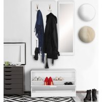 FineBuy Wand-Garderobe SALERNO mit Garderobenpaneel Spiegel & Schuhkipper 80 cm breit 27 cm Schmal, Flurgarderobe Klein Garderobenset Modern Schuhschrank Flur Holz, Garderobe Platzsparend | Farbe: Braun FineBuy Wand-Garderobe SALERNO mit Garderobenpaneel Spiegel & Schuhkipper 80 cm breit 27 cm Schmal, Flurgarderobe Klein Garderobenset Modern Schuhschrank Flur Holz, Garderobe Platzsparend | Farbe: Braun