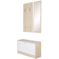 FineBuy Wand-Garderobe SALERNO mit Garderobenpaneel Spiegel & Schuhkipper 80 cm breit 27 cm Schmal, Flurgarderobe Klein Garderobenset Modern Schuhschrank Flur Holz, Garderobe Platzsparend | Farbe: Braun FineBuy Wand-Garderobe SALERNO mit Garderobenpaneel Spiegel & Schuhkipper 80 cm breit 27 cm Schmal, Flurgarderobe Klein Garderobenset Modern Schuhschrank Flur Holz, Garderobe Platzsparend | Farbe: Braun