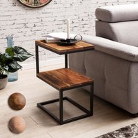 FineBuy Beistelltisch S-Form Massivholz / Metall 45 x 60 x 30 cm, Design Wohnzimmertisch Landhaus-Stil, Anstelltisch Ablagetisch eckig | Farbe: Braun FineBuy Beistelltisch S-Form Massivholz / Metall 45 x 60 x 30 cm, Design Wohnzimmertisch Landhaus-Stil, Anstelltisch Ablagetisch eckig | Farbe: Braun