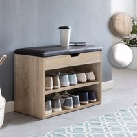 FineBuy Schuhbank mit Sitzfläche Garderoben-Bank Holz 60 x 40 x 30 cm, Holzbank klein gepolstert, Sitzbank schmal Flur mit Stauraum, Truhenbank Schuhtruhe Flurmöbel | Farbe: Braun FineBuy Schuhbank mit Sitzfläche Garderoben-Bank Holz 60 x 40 x 30 cm, Holzbank klein gepolstert, Sitzbank schmal Flur mit Stauraum, Truhenbank Schuhtruhe Flurmöbel | Farbe: Braun