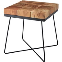 FineBuy Beistelltisch 45 x 45 x 51 cm Akazie Massivholz mit Metallgestell, Industrial Anstelltisch Quadratisch Massiv Holz Tisch Braun, Wohnzimmertisch Modern Holztisch mit Metallbeinen | Farbe: Braun FineBuy Beistelltisch 45 x 45 x 51 cm Akazie Massivholz mit Metallgestell, Industrial Anstelltisch Quadratisch Massiv Holz Tisch Braun, Wohnzimmertisch Modern Holztisch mit Metallbeinen | Farbe: Braun