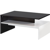 FineBuy Wohnzimmertisch 90 x 43 x 60 cm mit Ablage Holz Schwarz / Weiß, Design Wohnzimmer Couchtisch Zweiteilig mit Stauraum, Sofatisch Eckig Kaffeetisch Modern, Loungetisch Groß & Hoch