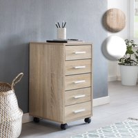 Finebuy Rollcontainer 33 x 63 x 38 cm Holz Schubladenschrank Schreibtisch, Büro Schrank mit 5 Schubladen, Container Rollschrank klein Standcontainer schmal, Schreibtischcontainer mit Rollen | Farbe: Braun Finebuy Rollcontainer 33 x 63 x 38 cm Holz Schubladenschrank Schreibtisch, Büro Schrank mit 5 Schubladen, Container Rollschrank klein Standcontainer schmal, Schreibtischcontainer mit Rollen | Farbe: Braun