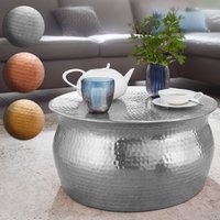 FineBuy Couchtisch 60×30,5x60cm Aluminium Beistelltisch orientalisch rund, Flacher Hammerschlag Sofatisch Metall, Design Wohnzimmertisch modern, Loungetisch indisch Stubentisch klein | Farbe: Silber FineBuy Couchtisch 60×30,5x60cm Aluminium Beistelltisch orientalisch rund, Flacher Hammerschlag Sofatisch Metall, Design Wohnzimmertisch modern, Loungetisch indisch Stubentisch klein | Farbe: Silber