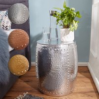 FineBuy Beistelltisch 42 x 49 x 42 cm Aluminium Dekotisch orientalisch rund, Kleiner Hammerschlag Abstelltisch, Designer Ablagetisch Metall modern, Anstelltisch schmal | Farbe: Silber FineBuy Beistelltisch 42 x 49 x 42 cm Aluminium Dekotisch orientalisch rund, Kleiner Hammerschlag Abstelltisch, Designer Ablagetisch Metall modern, Anstelltisch schmal | Farbe: Silber
