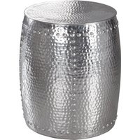 FineBuy Beistelltisch rund 42 cm Metall - Orientalischer Design Wohnzimmertisch Aluminium - Hammerschlag Alu kleiner Couchtisch - Dekotisch