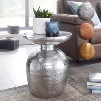 FineBuy Design Beistelltisch 36,5 x 46 x 36,5 cm Aluminium Dekotisch orientalisch rund, Designer Ablagetisch Metall modern, Anstelltisch schmal , Kleiner Hammerschlag Abstelltisch | Farbe: Silber FineBuy Design Beistelltisch 36,5 x 46 x 36,5 cm Aluminium Dekotisch orientalisch rund, Designer Ablagetisch Metall modern, Anstelltisch schmal , Kleiner Hammerschlag Abstelltisch | Farbe: Silber