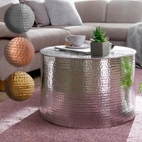 FineBuy Couchtisch 61 x 40,5 x 61 cm Aluminium Beistelltisch orientalisch rund, Flacher Hammerschlag Sofatisch Metall, Design Wohnzimmertisch modern, Loungetisch indisch Stubentisch klein | Farbe: Silber FineBuy Couchtisch 61 x 40,5 x 61 cm Aluminium Beistelltisch orientalisch rund, Flacher Hammerschlag Sofatisch Metall, Design Wohnzimmertisch modern, Loungetisch indisch Stubentisch klein | Farbe: Silber