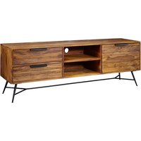 FineBuy Lowboard NISHAN 160x54x40 cm Sheesham Massiv Holz, Design Hifi-Board mit Stauraum und Schubladen, Massivholz Fernsehschrank Wohnzimmer, Industrial Fernsehkommode mit Metallbeinen | Farbe: Braun FineBuy Lowboard NISHAN 160x54x40 cm Sheesham Massiv Holz, Design Hifi-Board mit Stauraum und Schubladen, Massivholz Fernsehschrank Wohnzimmer, Industrial Fernsehkommode mit Metallbeinen | Farbe: Braun