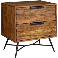 FineBuy Nachtkonsole Sheesham Massivholz mit 2 Schubladen – Nachttisch im Industrial Design mit Metallbeinen, Boxspring Nachtkästchen fürs Schlafzimmer 60x60x40 cm | Farbe: Braun FineBuy Nachtkonsole Sheesham Massivholz mit 2 Schubladen – Nachttisch im Industrial Design mit Metallbeinen, Boxspring Nachtkästchen fürs Schlafzimmer 60x60x40 cm | Farbe: Braun