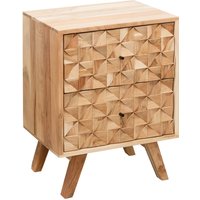 FineBuy Nachtkästchen Akazie Massivholz – Nachttisch mit 2 Schubladen, handgefertigt mit 3D Schnitzereien Nachtkommode geeignet für Boxspringbetten 44x35x61cm | Farbe: Braun FineBuy Nachtkästchen Akazie Massivholz – Nachttisch mit 2 Schubladen, handgefertigt mit 3D Schnitzereien Nachtkommode geeignet für Boxspringbetten 44x35x61cm | Farbe: Braun