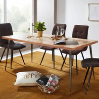 FineBuy Esszimmertisch Massivholz Akazie / Metall Industrial, Esstisch Massiv, Küchentisch Holztisch Esszimmer, Speisetisch Holz, Massivholztisch | Farbe: Braun FineBuy Esszimmertisch Massivholz Akazie / Metall Industrial, Esstisch Massiv, Küchentisch Holztisch Esszimmer, Speisetisch Holz, Massivholztisch | Farbe: Braun